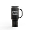 Insulated 40oz Travel Mug — "Southtown Against The World" Matte Black Tumbler with Handle & Straw