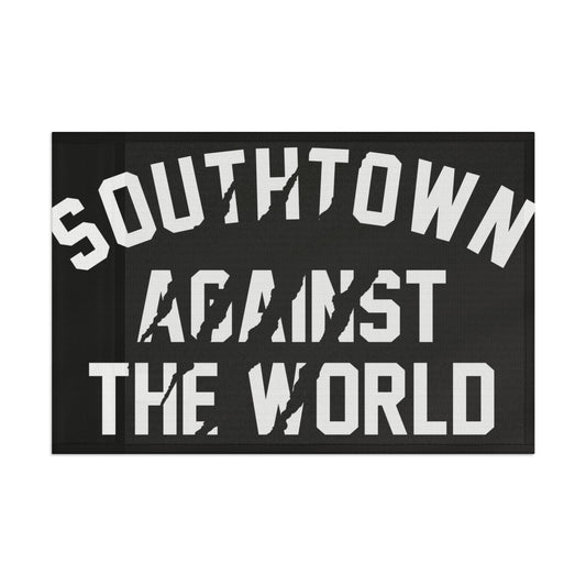 Southtown Against The World Flag — Bold Black & Gray Decorative Banner
