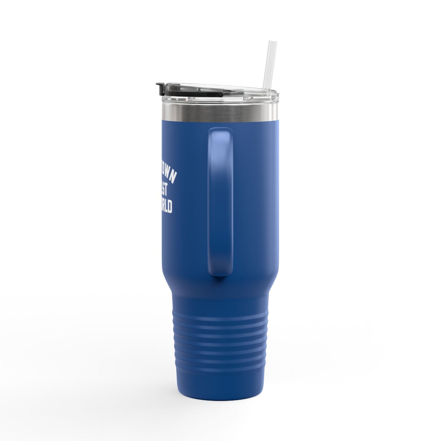 Insulated 40oz Travel Mug — "Southtown Against The World" Matte Black Tumbler with Handle & Straw