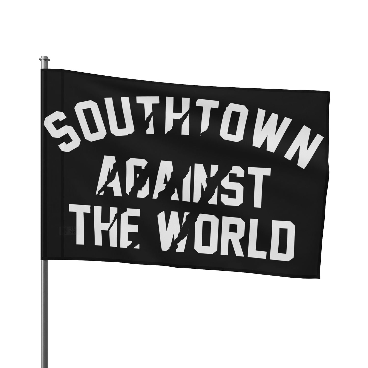 Southtown Against The World Flag — Bold Black & Gray Decorative Banner